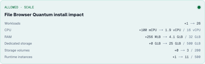 Reviewing File Browser Quantum's actual install impact before confirmation