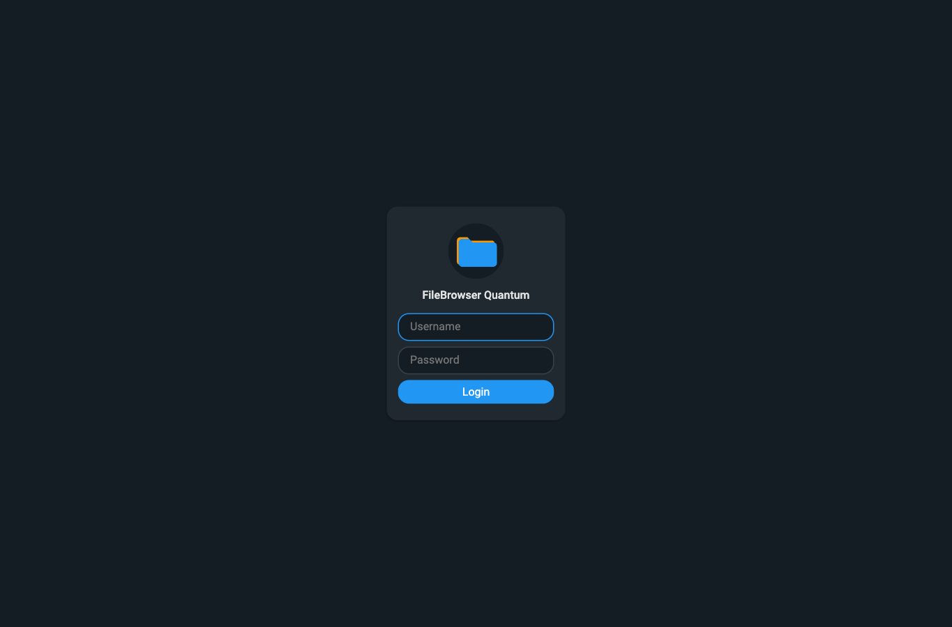 File Browser Quantum's native username and password sign-in page