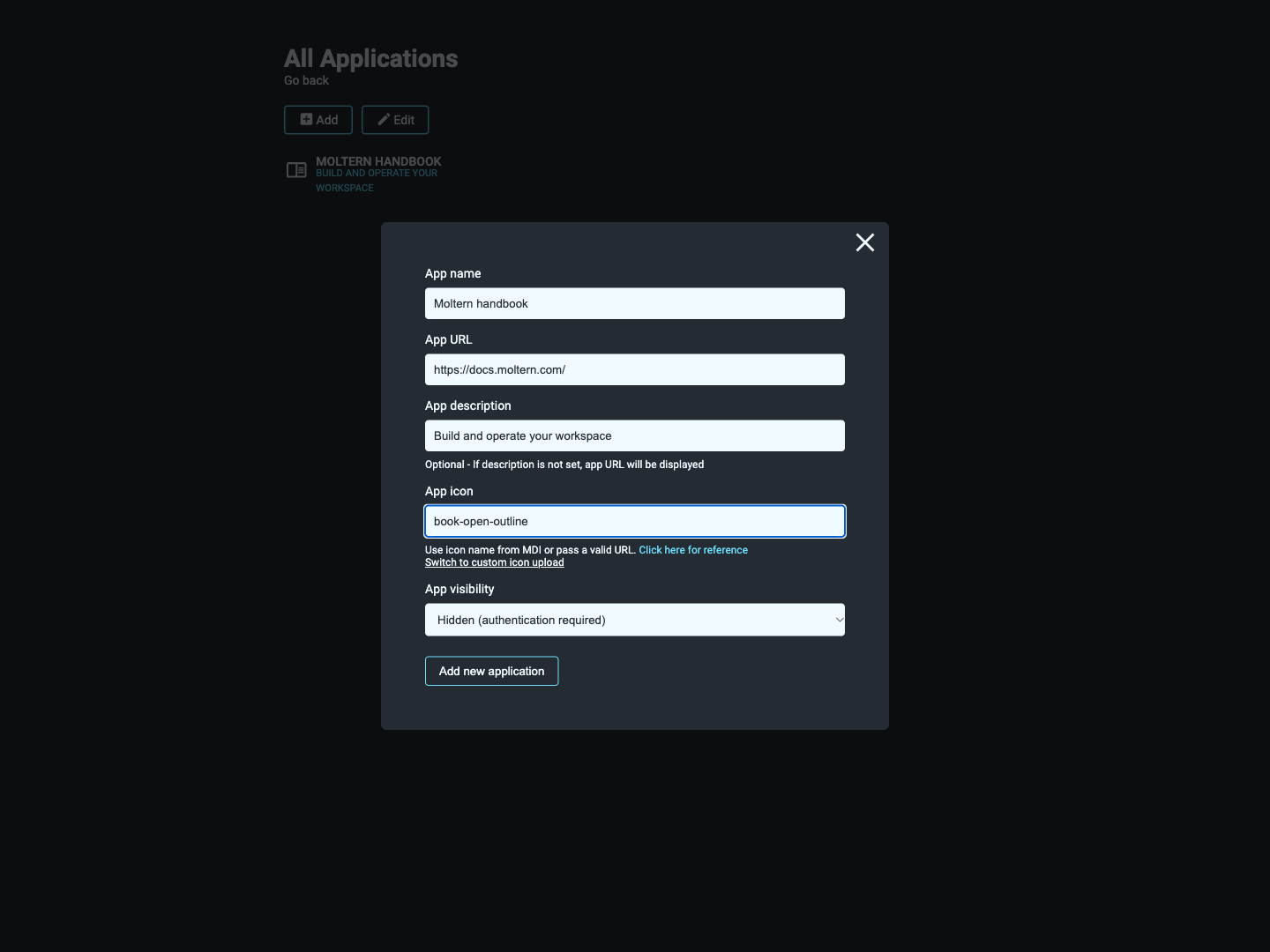 Creating a hidden application tile through Flame's editor