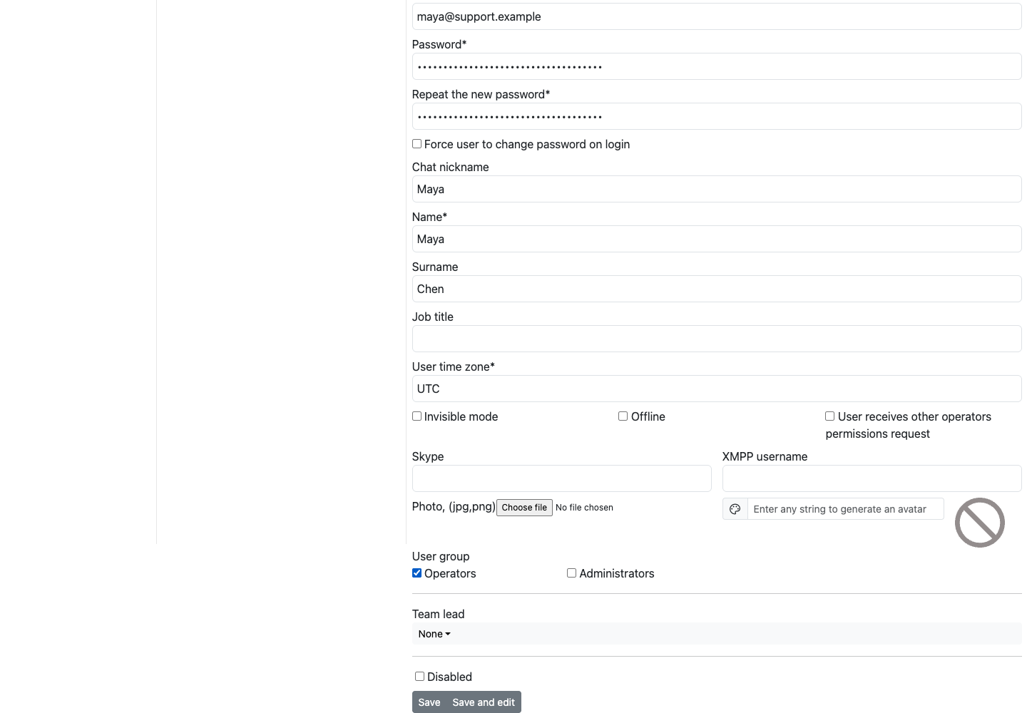 Preparing a separate support operator with department access