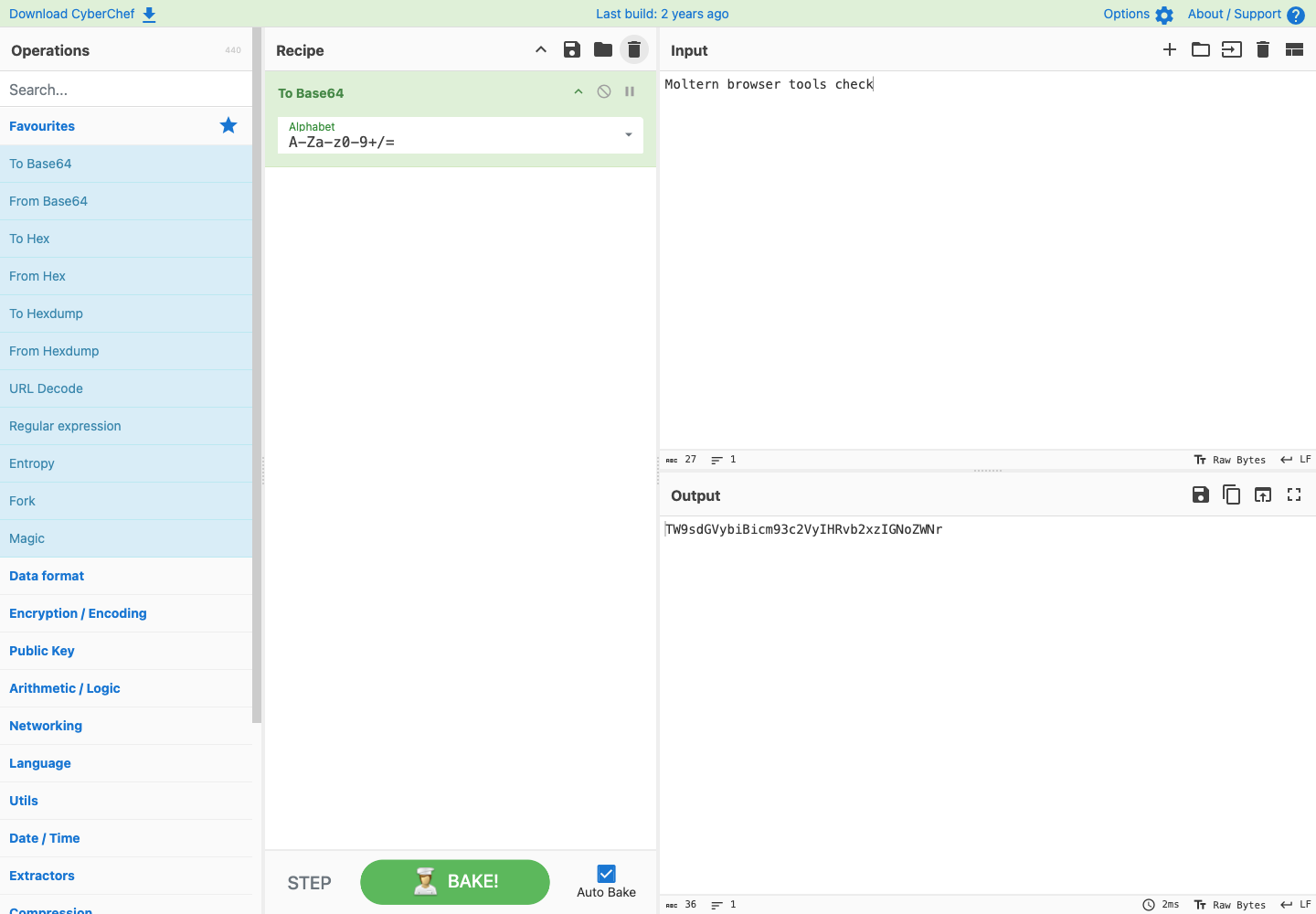 CyberChef encoding non-sensitive text in the deployed application