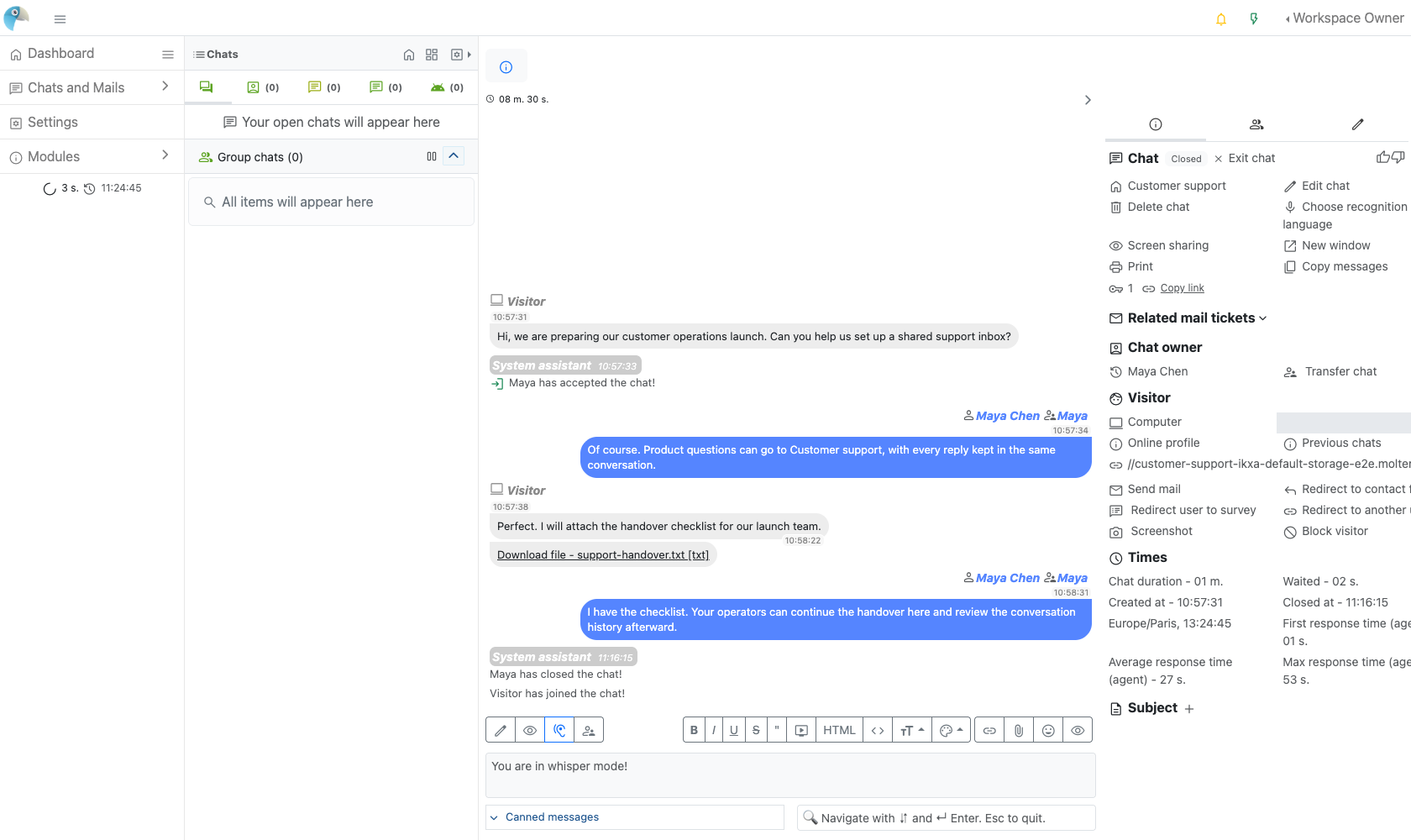 The original conversation and attachment available after restarting the application and its database