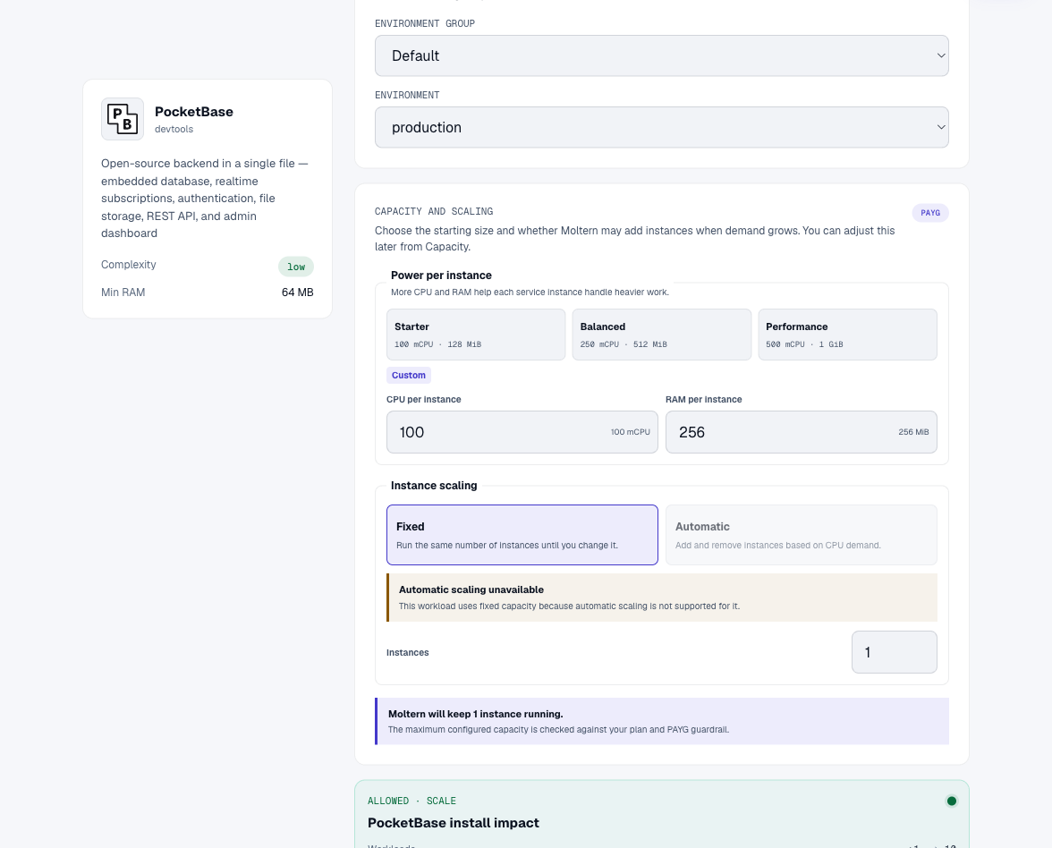 PocketBase deployment preview