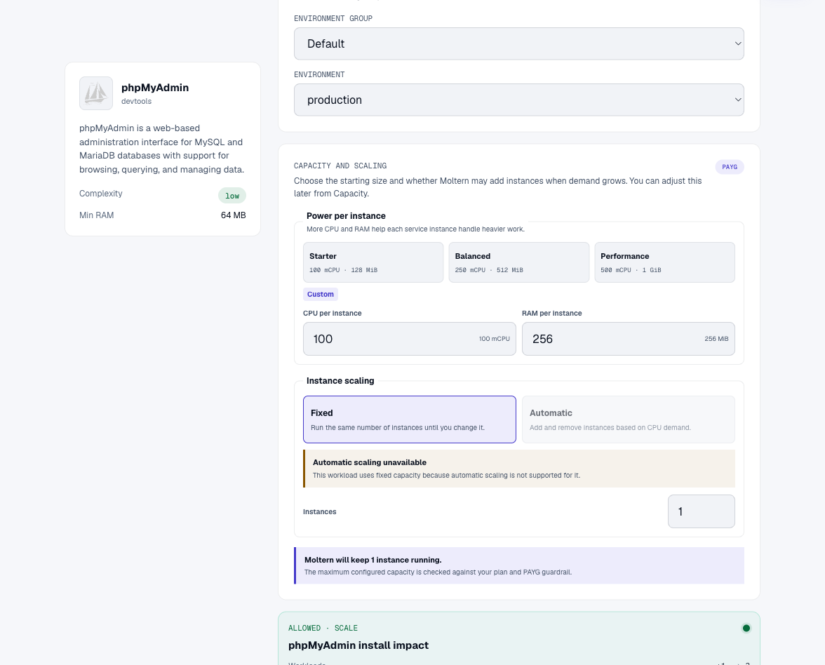 phpMyAdmin deployment preview