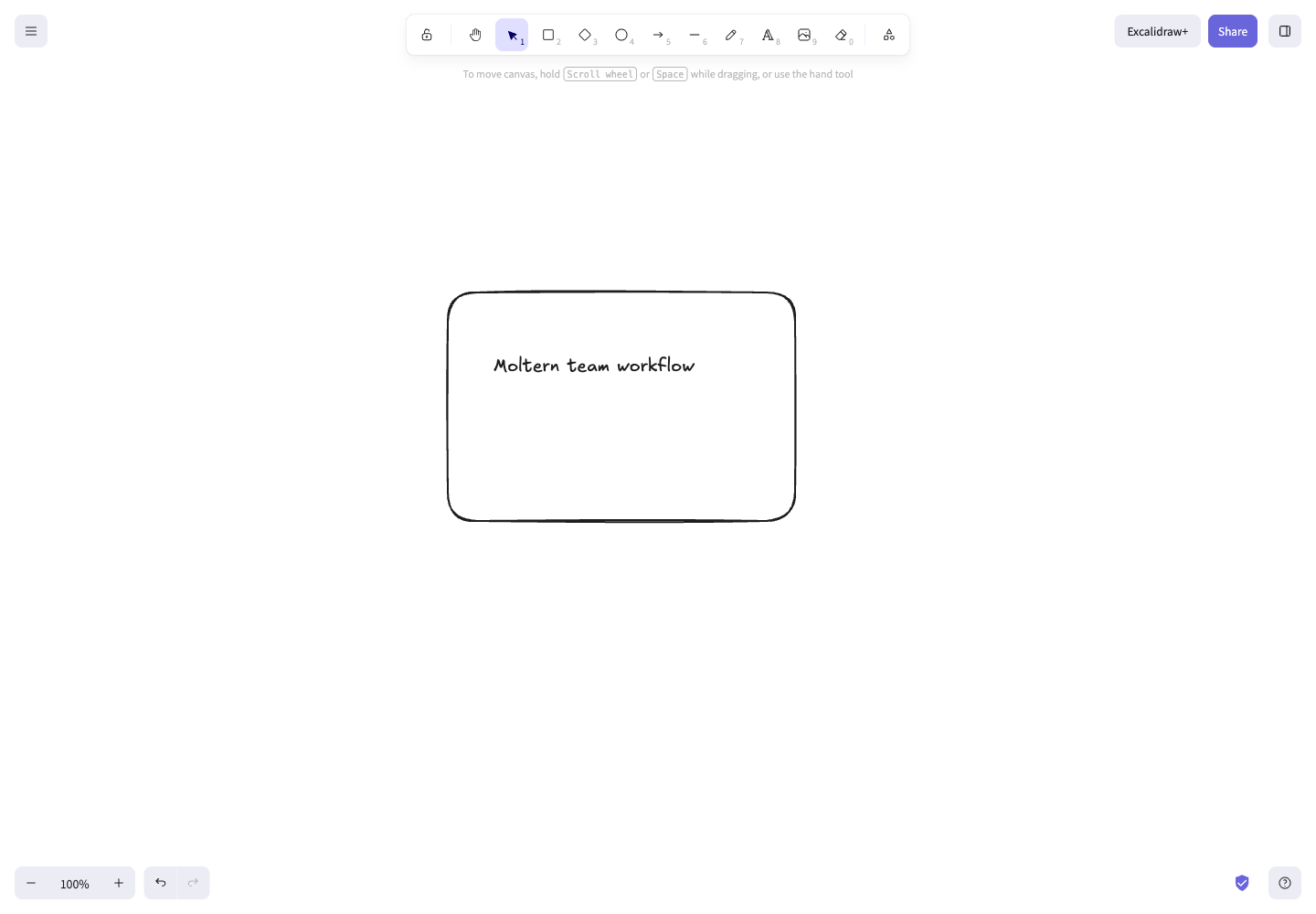 A real Excalidraw canvas containing a box and a non-sensitive workflow label