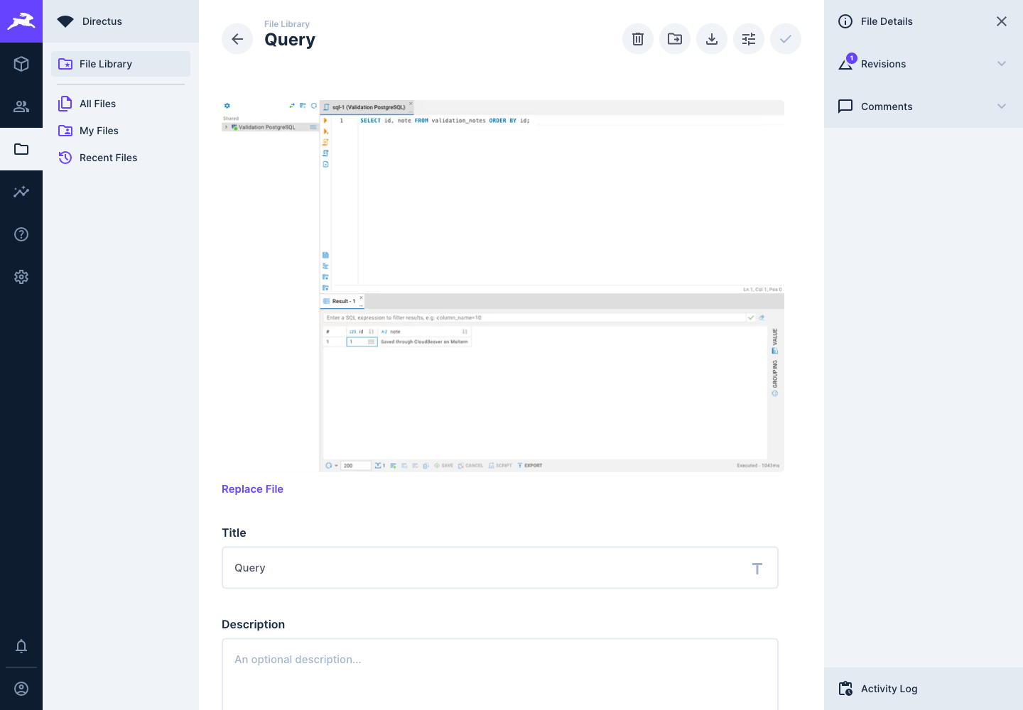 Directus displays a real uploaded image from the validation workflow