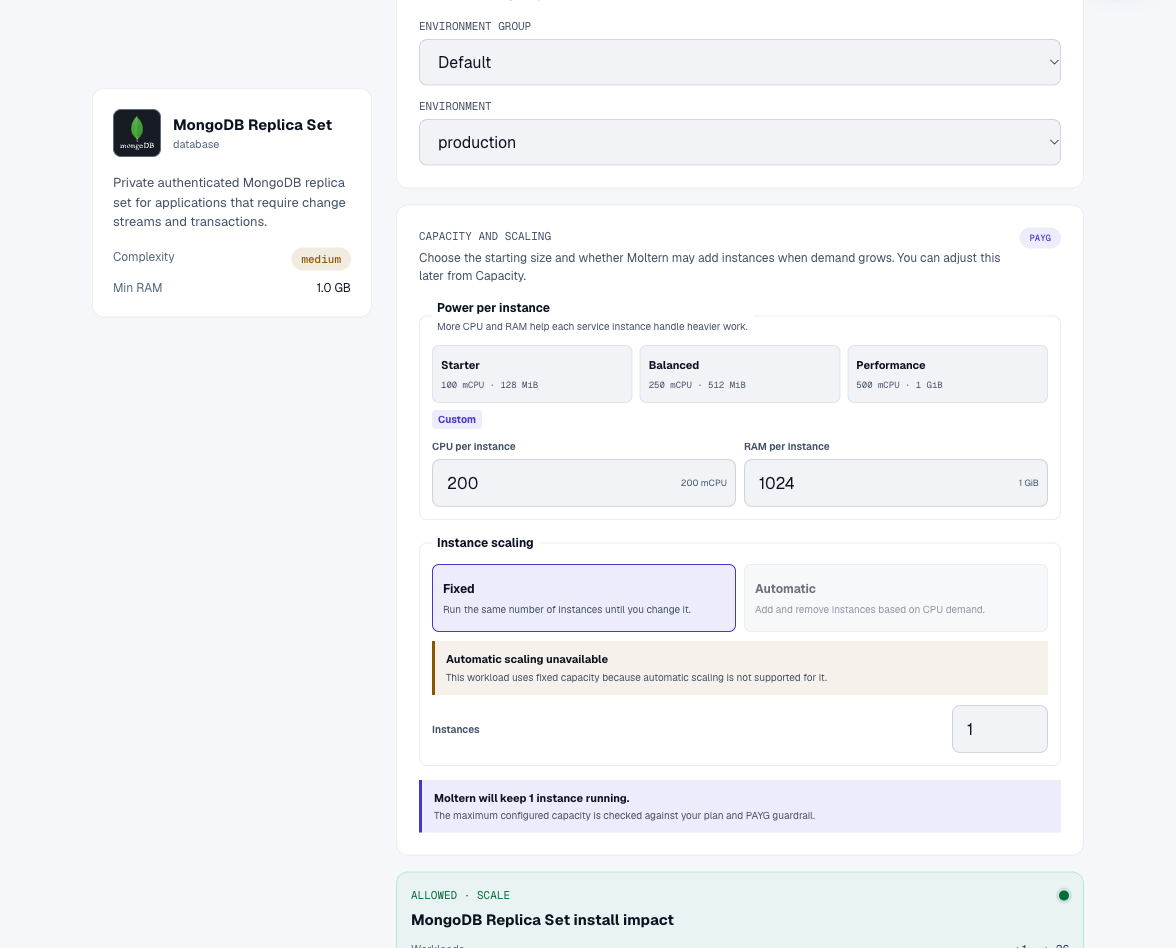 Reviewing a private MongoDB replica-set installation with no additional storage volume