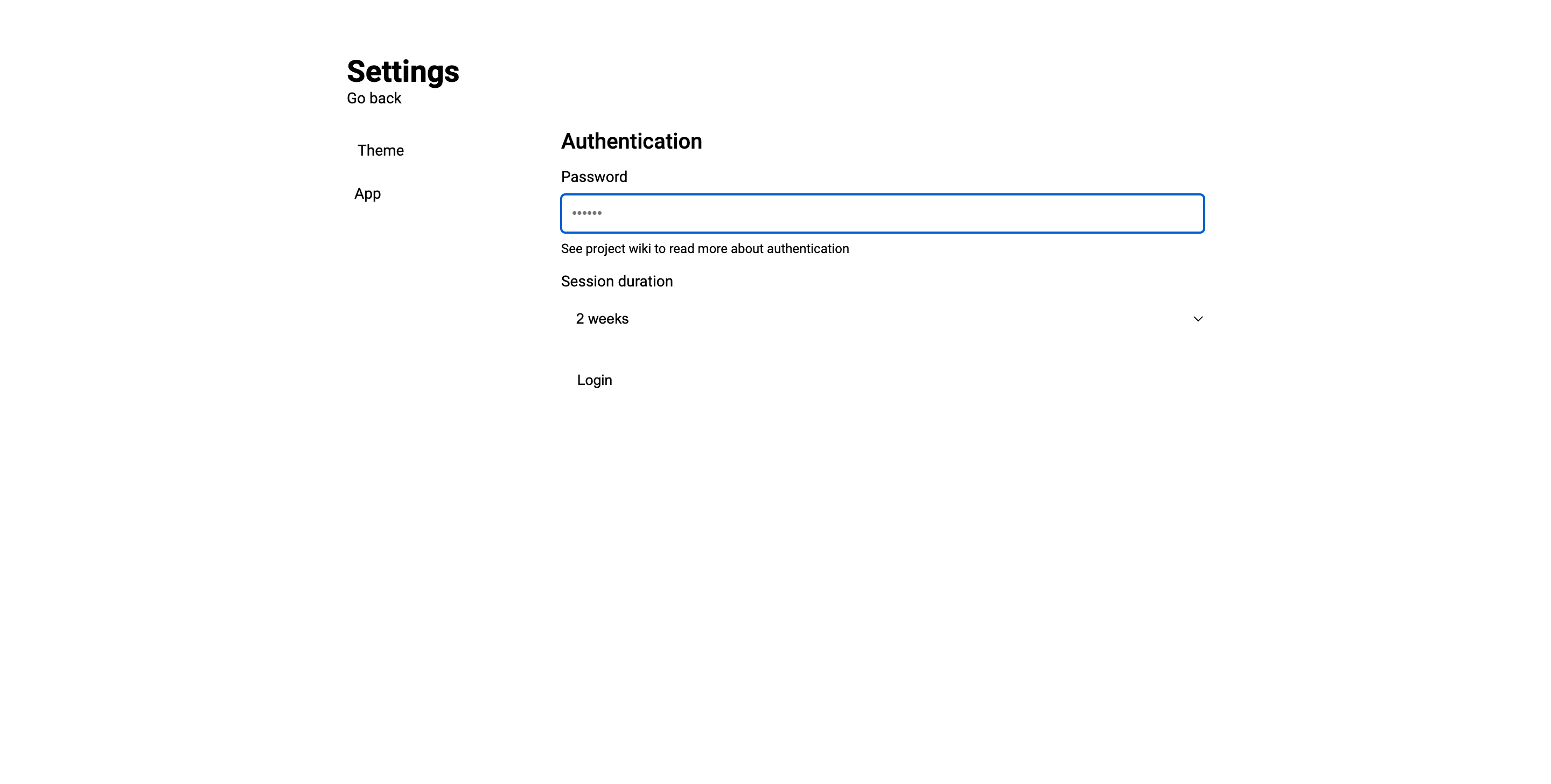 Flame's native settings login before entering a password